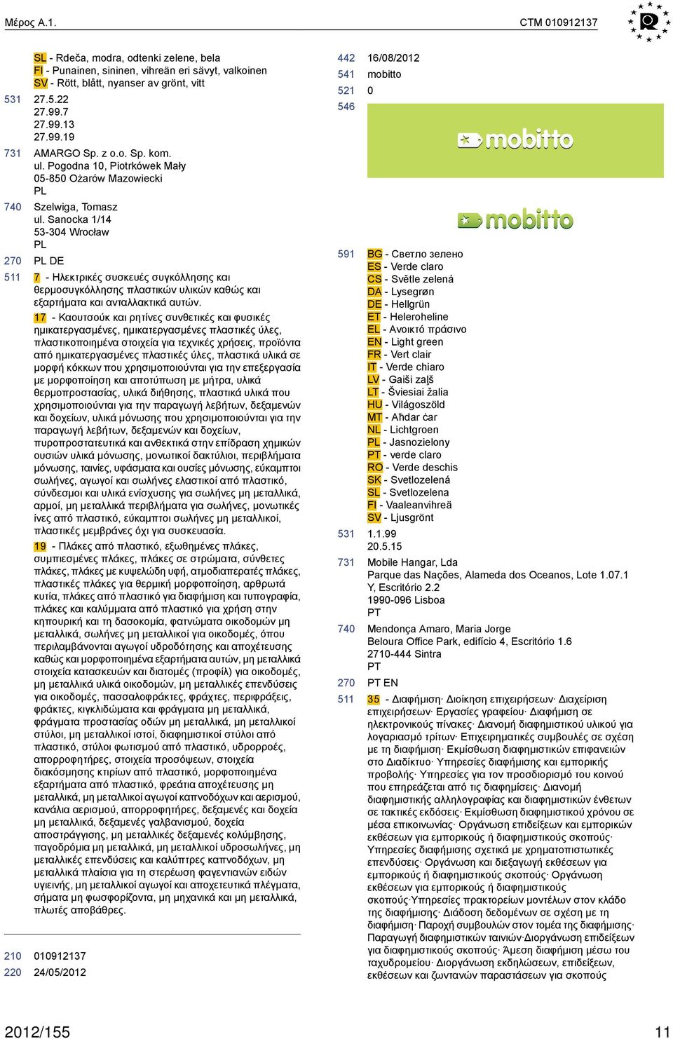 Sanocka 1/14 53-34 Wrocław PL PL 7 - Ηλεκτρικές συσκευές συγκόλλησης και θερμοσυγκόλλησης πλαστικών υλικών καθώς και εξαρτήματα και ανταλλακτικά αυτών.