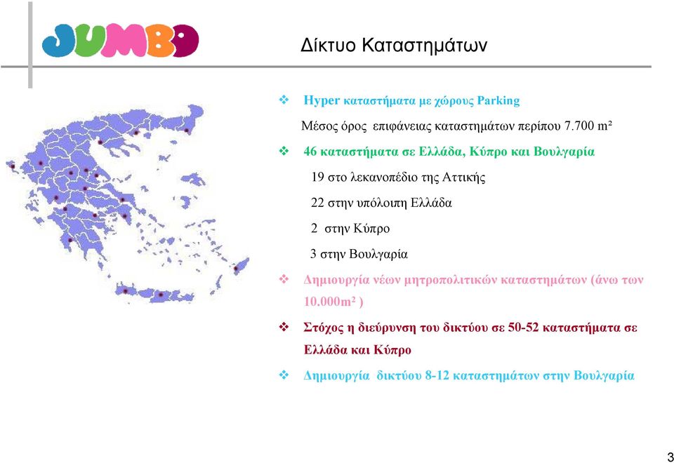 Ελλάδα 2 στην Κύπρο 3 στην Βουλγαρία Δημιουργία νέων μητροπολιτικών καταστημάτων (άνω των 10.