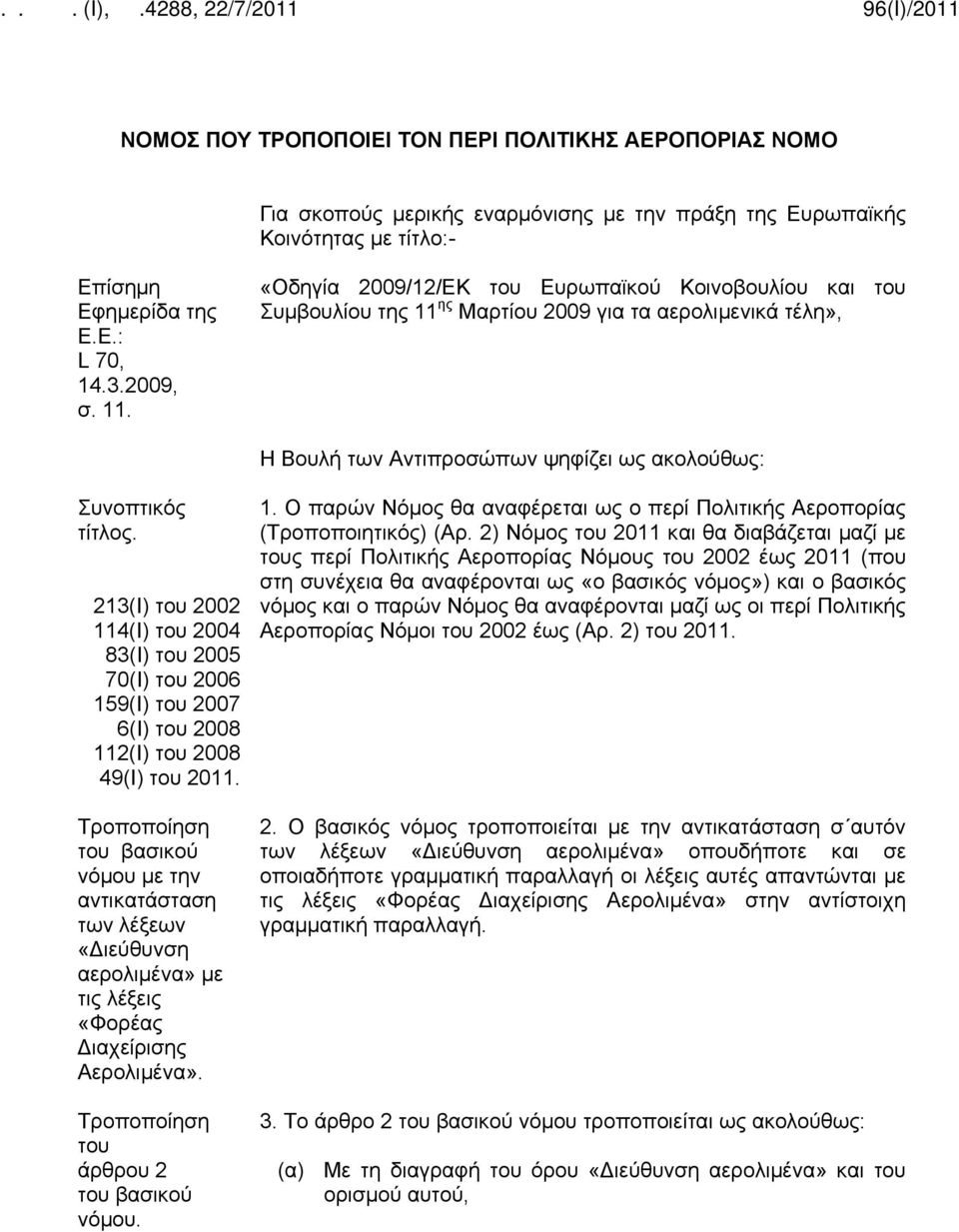 213(Ι) 2002 114(Ι) 2004 83(Ι) 2005 70(Ι) 2006 159(Ι) 2007 6(Ι) 2008 112(Ι) 2008 49(Ι) 2011.