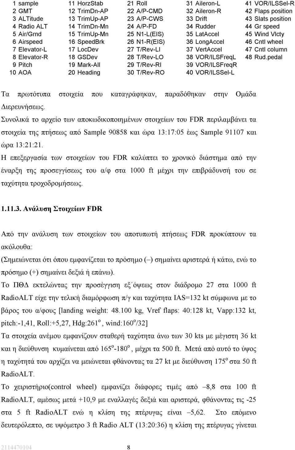 T/Rev-LI 37 VertAccel 47 Cntl column 8 Elevator-R 18 GSDev 28 T/Rev-LO 38 VOR/ILSFreqL 48 Rud.