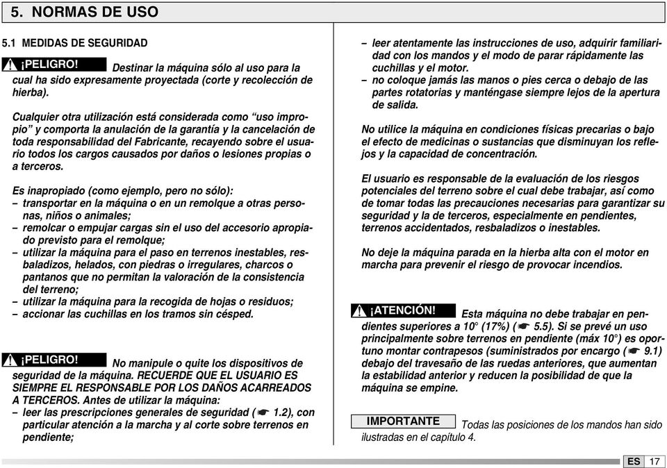 cargos causados por daños o lesiones propias o a terceros.