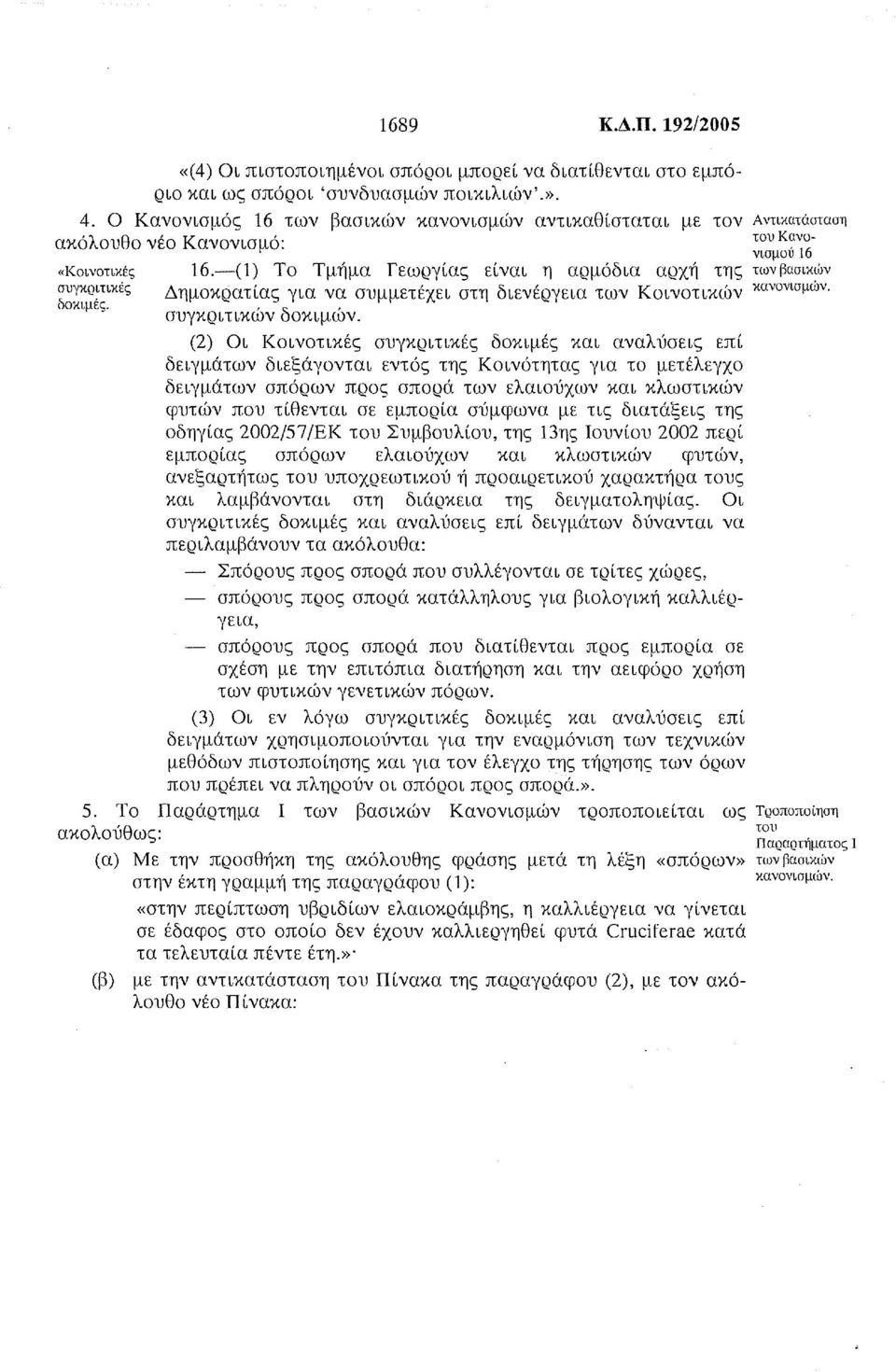 -(1) Το Τμήμα Γεωργίας είναι η αρμόδια αρχή της των βασικιον συγκριτικές Δημοκρατίας για να συμμετέχει στη διενέργεια των Κοινοτικών κανονισμών. δοκιμές. συγκριτικών δοκιμών.