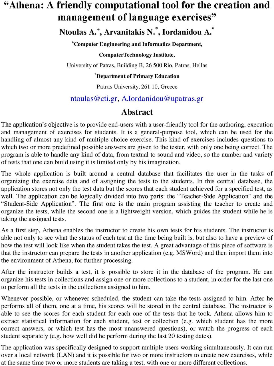 261 10, Greece ntoulas@cti.gr, A.Iordanidou@upatras.