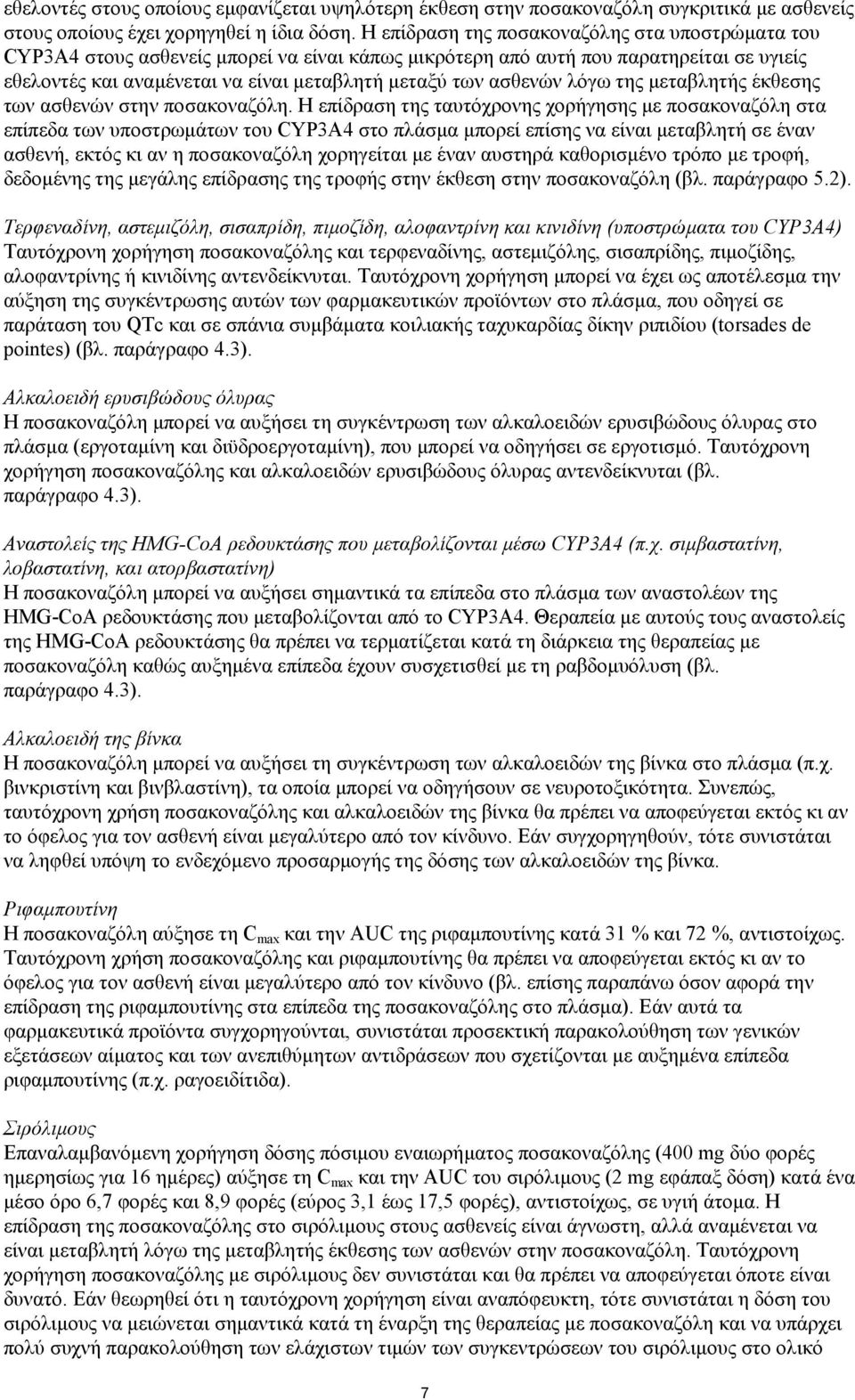 ασθενών λόγω της μεταβλητής έκθεσης των ασθενών στην ποσακοναζόλη.