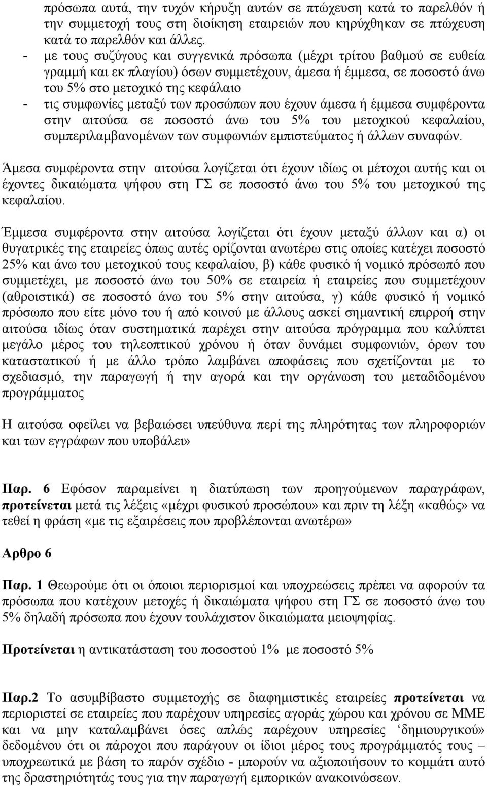 των προσώπων που έχουν άμεσα ή έμμεσα συμφέροντα στην αιτούσα σε ποσοστό άνω του 5% του μετοχικού κεφαλαίου, συμπεριλαμβανομένων των συμφωνιών εμπιστεύματος ή άλλων συναφών.