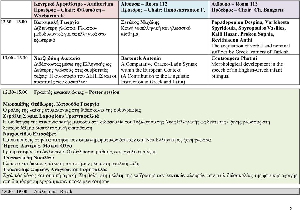 00 Γραπτές ανακοινώσεις Poster session Πρόεδρος Chair: Παπαναστασίου Γ.
