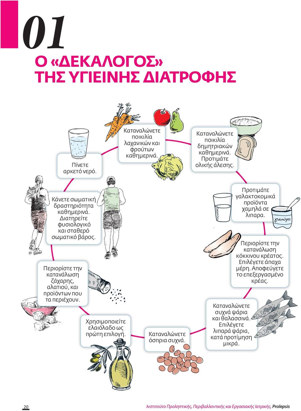 Περιορίστε την κατανάλωση ζάχαρης, αλατιού, και προϊόντων που τα περιέχουν. Χρησιμοποιείτε ελαιόλαδο ως πρώτη επιλογή. Καταναλώνετε όσπρια συχνά. Καταναλώνετε συχνά ψάρια και θαλασσινά.