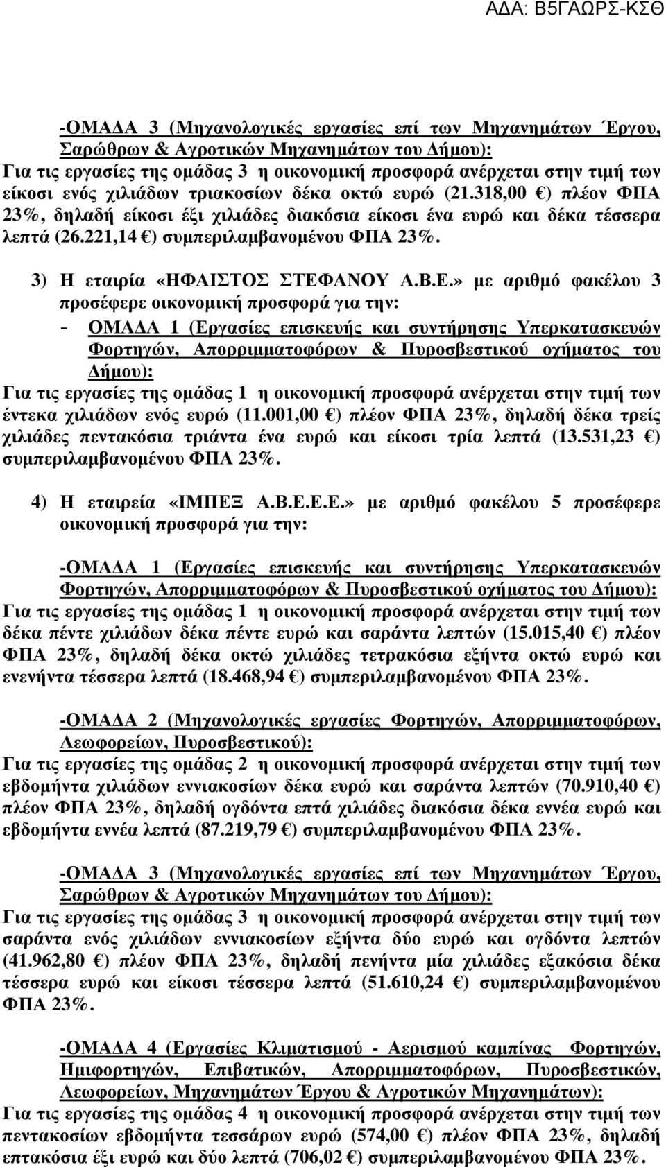 3) Η εταιρία «ΗΦΑΙΣΤΟΣ ΣΤΕΦ