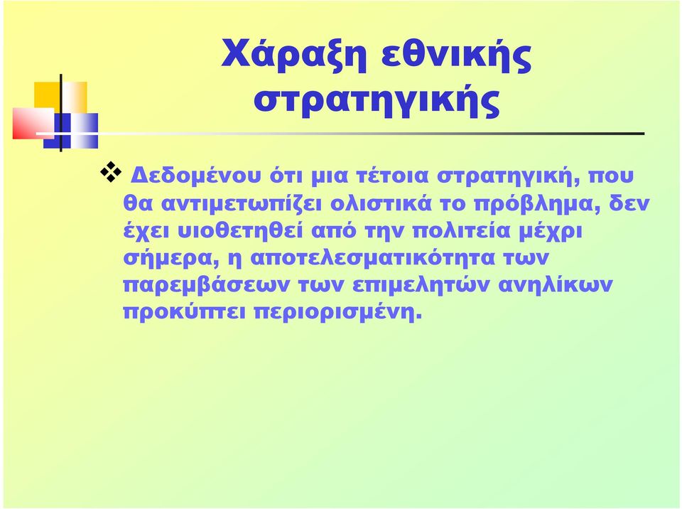 έχει υιοθετηθεί από την πολιτεία μέχρι σήμερα, η