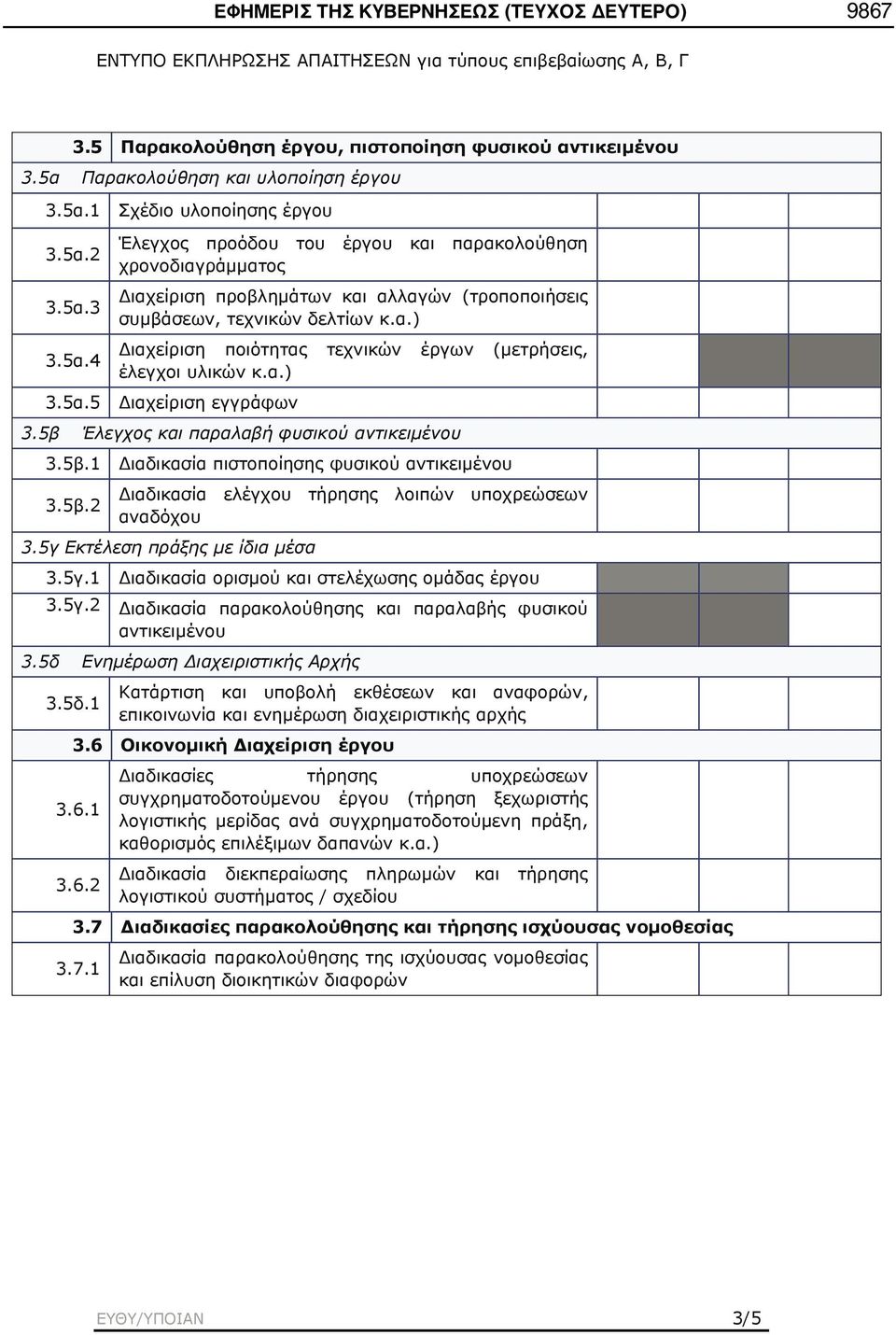 α.) Διαχείριση ποιότητας τεχνικών έργων (μετρήσεις, έλεγχοι υλικών κ.α.) Διαχείριση εγγράφων 3.5β 