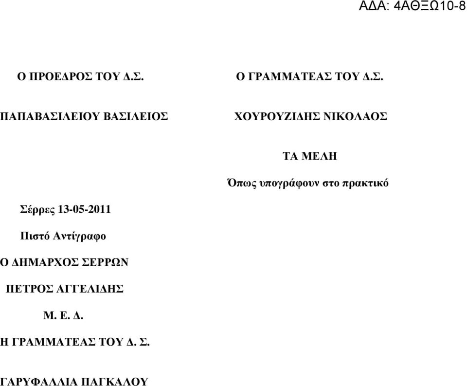 Ο ΓΡΑΜΜΑΤΕΑΣ  ΠΑΠΑΒΑΣΙΛΕΙΟΥ ΒΑΣΙΛΕΙΟΣ ΧΟΥΡΟΥΖΙ ΗΣ ΝΙΚΟΛΑΟΣ