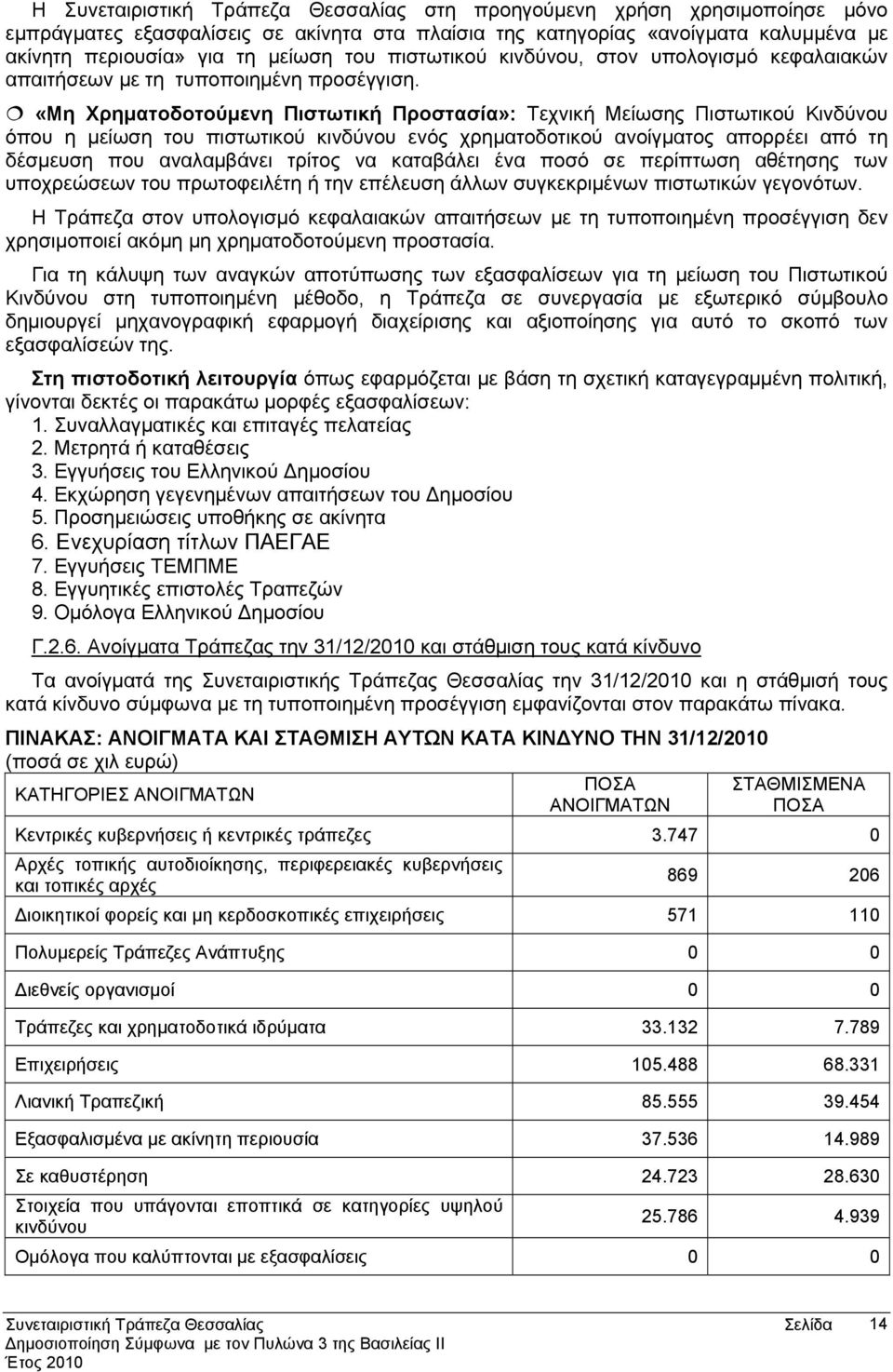 «Μη Χρηματοδοτούμενη Πιστωτική Προστασία»: Τεχνική Μείωσης Πιστωτικού Κινδύνου όπου η μείωση του πιστωτικού κινδύνου ενός χρηματοδοτικού ανοίγματος απορρέει από τη δέσμευση που αναλαμβάνει τρίτος να