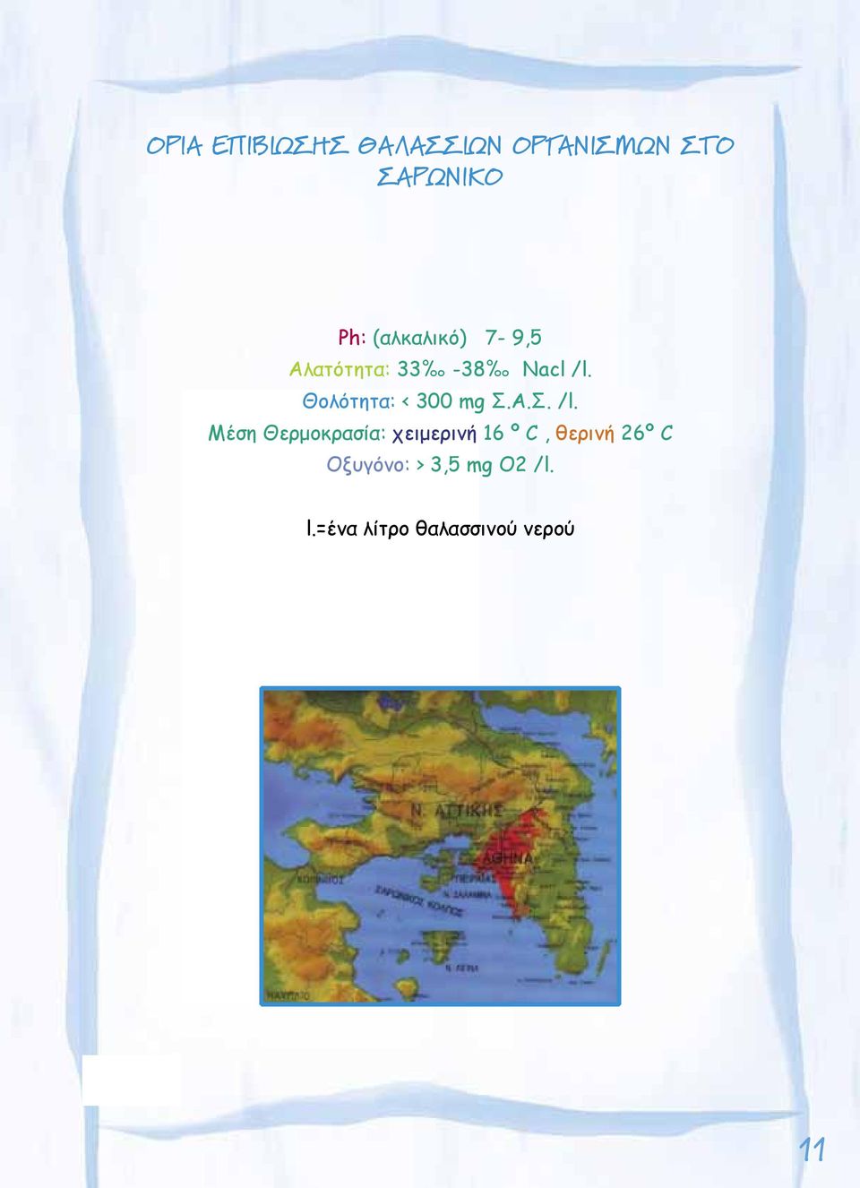Θολότητα: < 300 mg Σ.Α.Σ. /l.