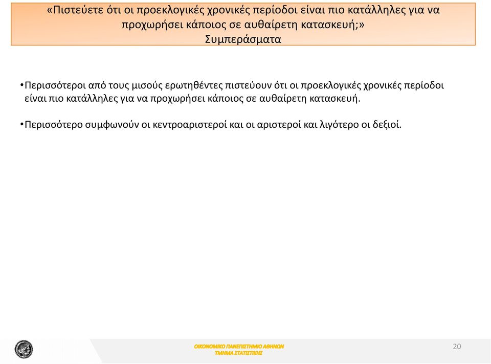 πιστεύουν ότι οι προεκλογικές χρονικές περίοδοι είναι πιο κατάλληλες για να προχωρήσει κάποιος