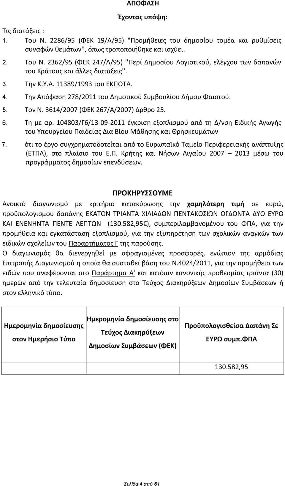 104803/Γ6/13-09-2011 ζγκριςθ εξοπλιςμοφ από τθ Δ/νςθ Ειδικισ Αγωγισ του Υπουργείου Ραιδείασ Δια Βίου Μάκθςθσ και Θρθςκευμάτων 7.