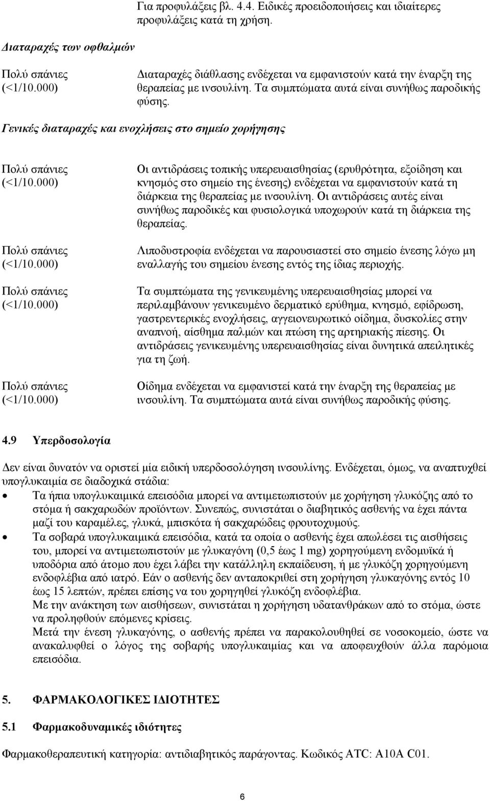 Γενικές διαταραχές και ενοχλήσεις στο σηµείο χορήγησης Πολύ σπάνιες (<1/10.000) Πολύ σπάνιες (<1/10.