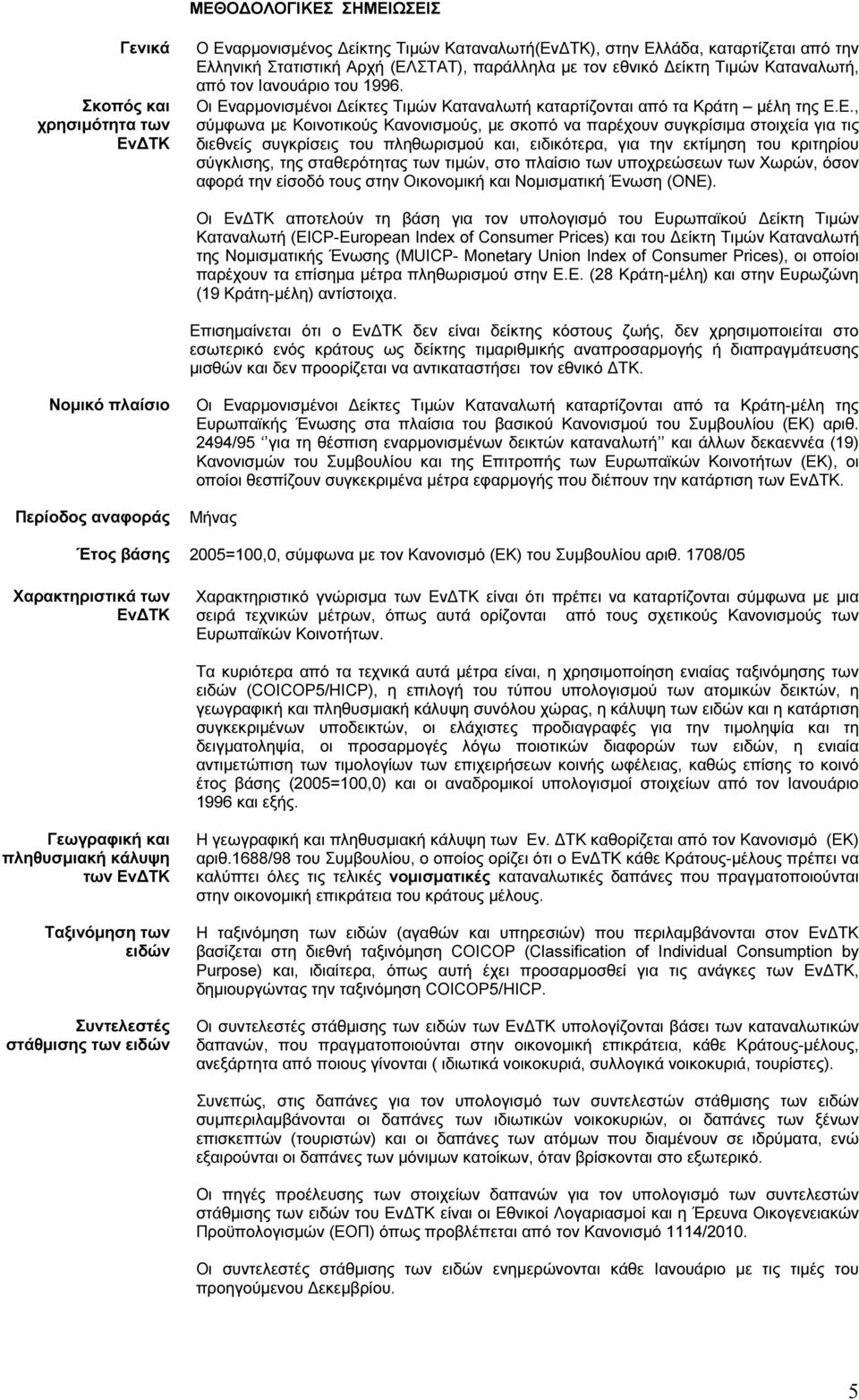 αρµονισµένοι είκτες Τιµών Καταναλωτή καταρτίζονται από τα Κράτη µέλη της Ε.