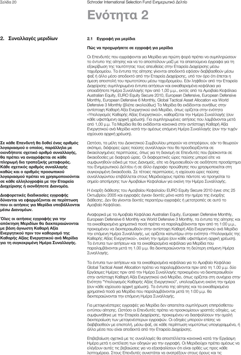 απαιτούμενα έγγραφα για τη εξακρίβωση της ταυτότητας τους απευθείας στην Εταιρεία Διαχείρισης μέσω ταχυδρομείου.