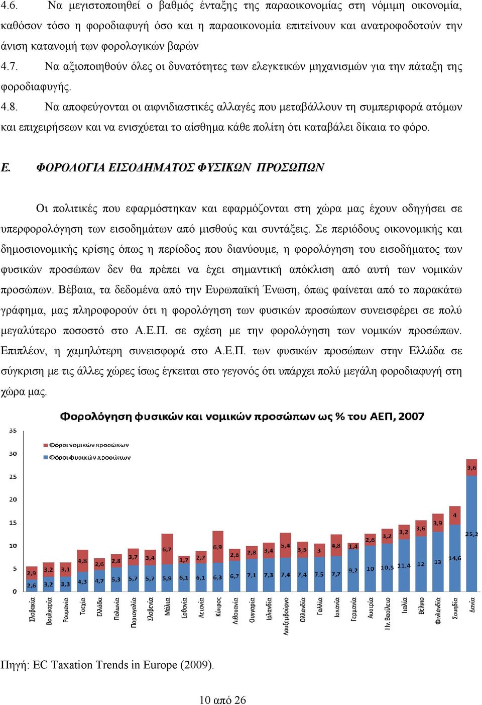 Να αποφεύγονται οι αιφνιδιαστικές αλλαγές που μεταβάλλουν τη συμπεριφορά ατόμων και επιχειρήσεων και να ενισχύεται το αίσθημα κάθε πολίτη ότι καταβάλει δίκαια το φόρο. Ε.