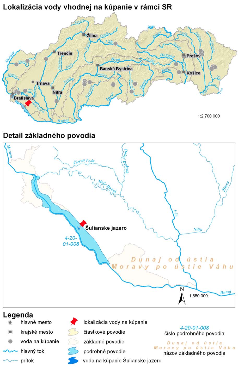 Mapa 1: Lokalizácia vody vhodnej