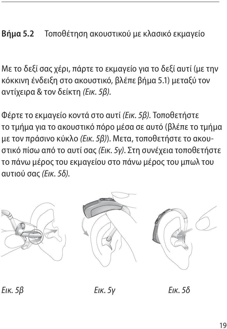 ακουστικό, βλέπε βήμα 5.1) μεταξύ τον αντίχειρα & τον δείκτη (Εικ. 5β).