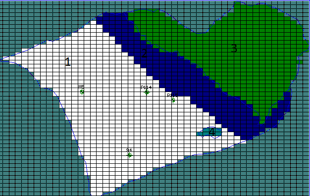 Σχήμα 5.1.Φύλλο εργασίας MODFLOW Ακολουθώντας τη γεωλογία της περιοχής, σύμφωνα με το σχήμα 5.