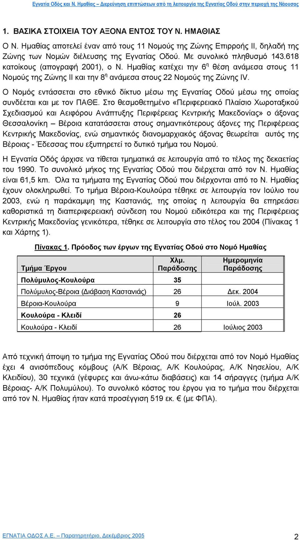 Ο Νοµός εντάσσεται στο εθνικό δίκτυο µέσω της Εγνατίας Οδού µέσω της οποίας συνδέεται και µε τον ΠΑΘΕ.