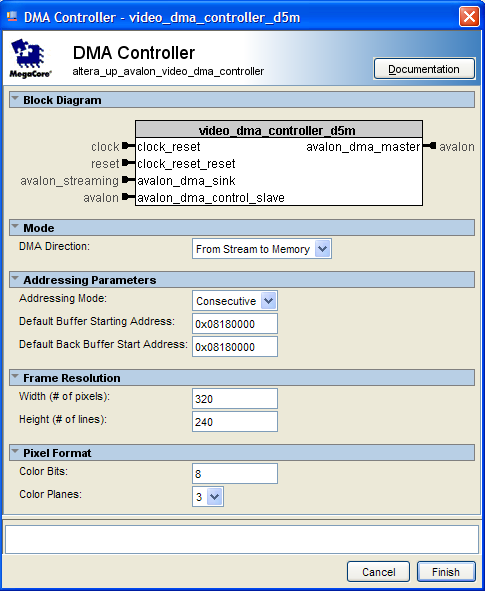 μνήμης SRAM αντιστοιχεί στον Pixel Buffer DMA Controller της οθόνης (0x08000000). Εικόνα 3.