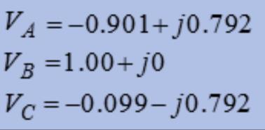 Λύση(5) V AB = V A V B = 0.901 + j0.792 1.0 = 1.901 + j0.792 = 2. 06 157. 3 pu με φασική βάση τάσης. και 2.06 3 157.3 =1. 19 157. 3 pu με πολική βάση τάσης. V BC = V B V C = 1.0 + 0.099 + j0.792 = 1.