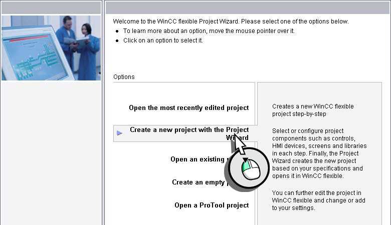 5.2.2 Ξεκινώντας µε το WinCC flexible. Η βάση για τη ρύθµιση της user interface είναι το project.