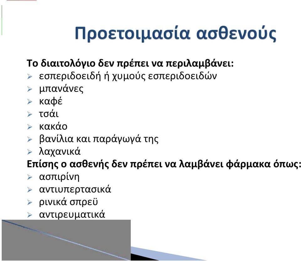 παράγωγά της λαχανικά Επίσης ο ασθενής δεν πρέπει να