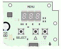 Ο πίνακας διαθέτει οθόνη LED, 3 χαρακτήρων, και 3 πλήκτρα προγραμματισμού (SELΕCT, και ).