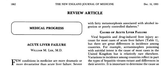 without transplantation in 30% of adults with ALF.