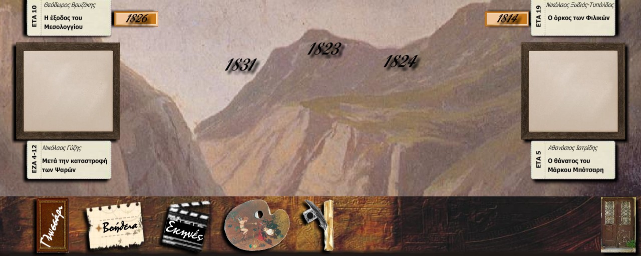 Στη δραστηριότητα του λογισμικού «Η Ιστορία μέσα από εικόνες σημαντικά γεγονότα της Επανάστασης του 21», με φόντο τον πίνακα του Θεόδωρου Βρυζάκη «Η μάχη των Δερβενακίων», συνδέεται η ιστορία με την
