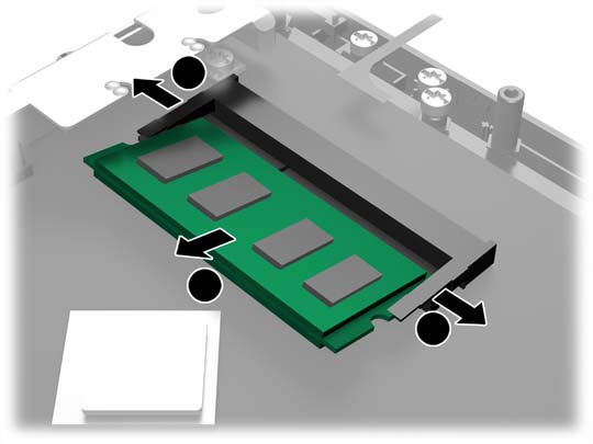 Αντικατάσταση μονάδας μνήμης SODIMM ΠΡΟΣΟΧΗ Πριν να αντικαταστήσετε τη μονάδα μνήμης, πρέπει να αποσυνδέσετε το καλώδιο τροφοδοσίας και να περιμένετε περίπου 30 δευτερόλεπτα, προκειμένου να αφαιρεθεί
