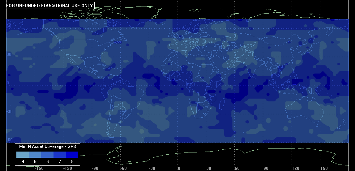 σημεία σε ωκεάνιες περιοχές. Όσον αφορά το 90% του χρόνου κάθε σημείο έχει ορατότητα σε τουλάχιστον 7 δορυφόρους.