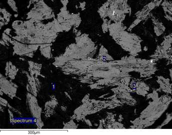 Α Β Γ Εικόνα 138: Εικόνες ηλεκτρονικού μικροσκοπίου σάρωσης (SEM) κατακλαστικού δολερίτη (Βε43) προς εξέταση αμιαντικών