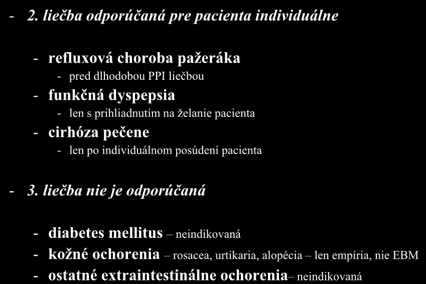 Indikácie liečby H.pylori - 2.