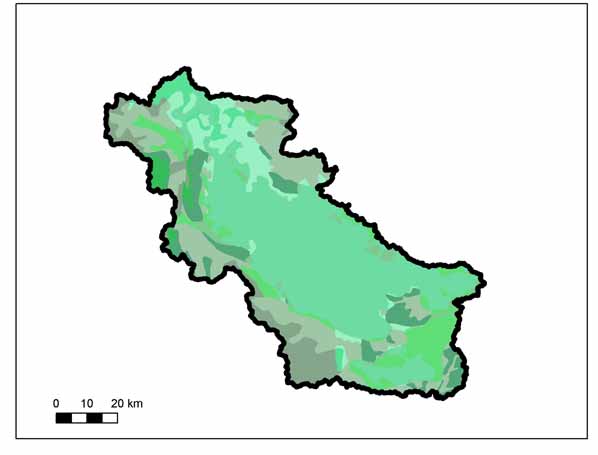 Σχήµα 4.5: Χωρική ανάπτυξη µονάδων υδρολογικής απόκρισης. Πίνακας 4.5: Εκτάσεις µονάδων υδρολογικής απόκρισης (ΜΥΑ). ΜΥΑ Έδαφος Χρήσεις γης Έκταση (km 2 ) 1 Αδιαπέρατο Αρδευόµενη 599.