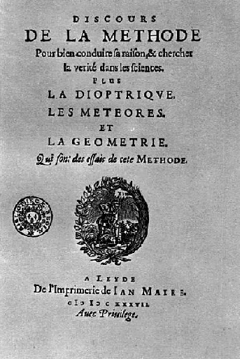 Λόγος περί της Μεθόδου (1637) Εκφράζει την αντίδρασή του στην ως τότε φιλοσοφική παράδοση.