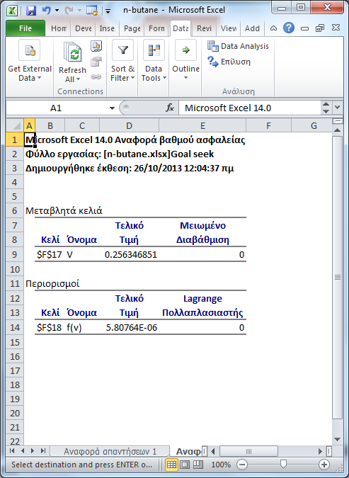 Excel «Επίλυση» (14) «Επίλυση» Επιλογές «Μη γραμμικό CRG» Βαθμός