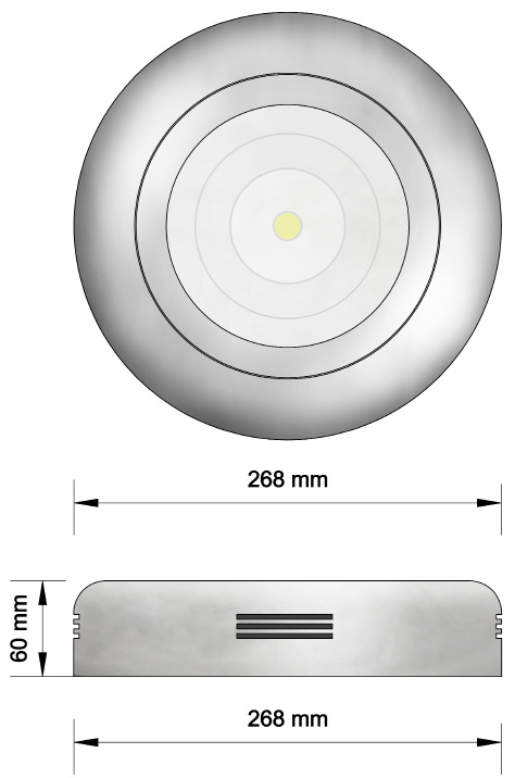 E-DLS-V Series Διαστάσεις Φωτιστικό LED οροφής Η σειρά εξωτερικών φωτιστικών οροφής ΕDLS-V προσφέρει άριστη διάχυση φωτός, αξιοποιώντας τα πλεονεκτήματα της τεχνολογίας LED.