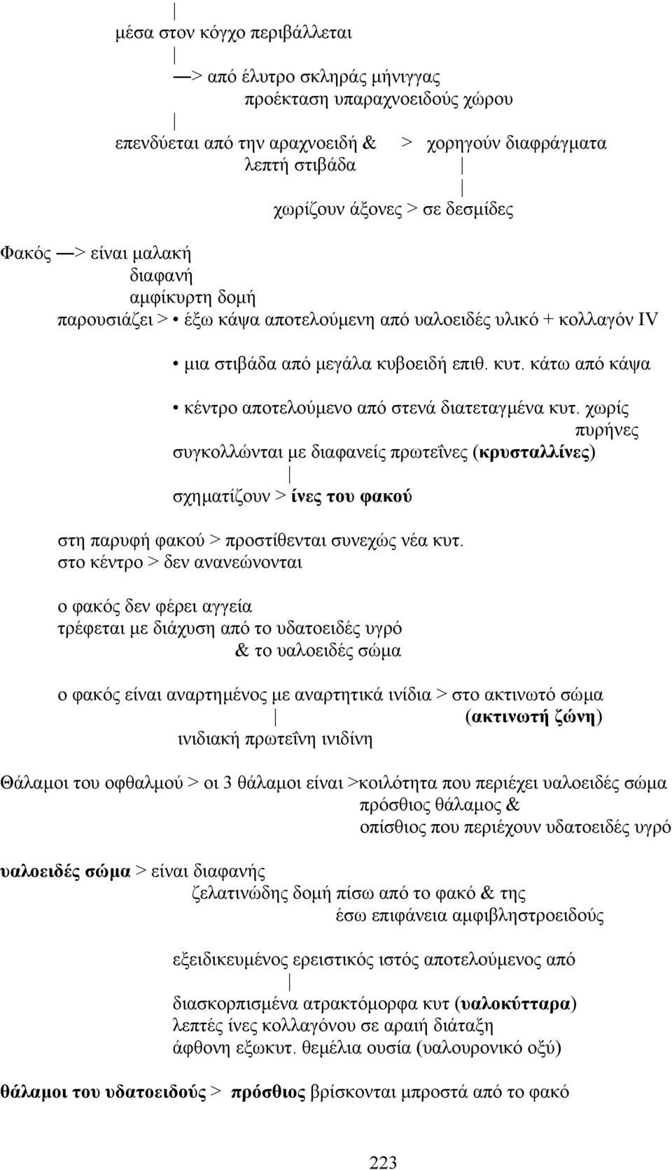 κάτω από κάψα κέντρο αποτελούµενο από στενά διατεταγµένα κυτ.