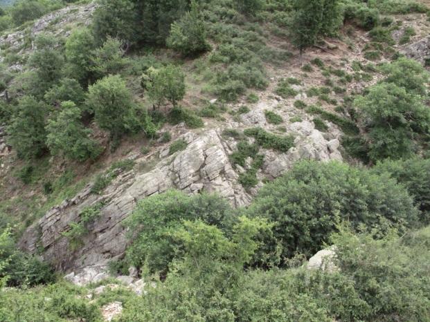 21 Ε) ΖΟΥΜΠΟΥΛΙ - ΚΟΤΙΝΟ Φωτ. 14. Πηγματίτης στην περιοχή Άνω Ζουμπουλι με αποκαλυμμένο το πραγματικό του πάχος που υπερβαίνει τα 8 m Φωτ. 15. Πηγματιτης στην περιοχή Άνω Ζουμπουλι Φωτ. 16.