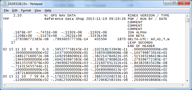 GLONASS broadcast efemeride (*.