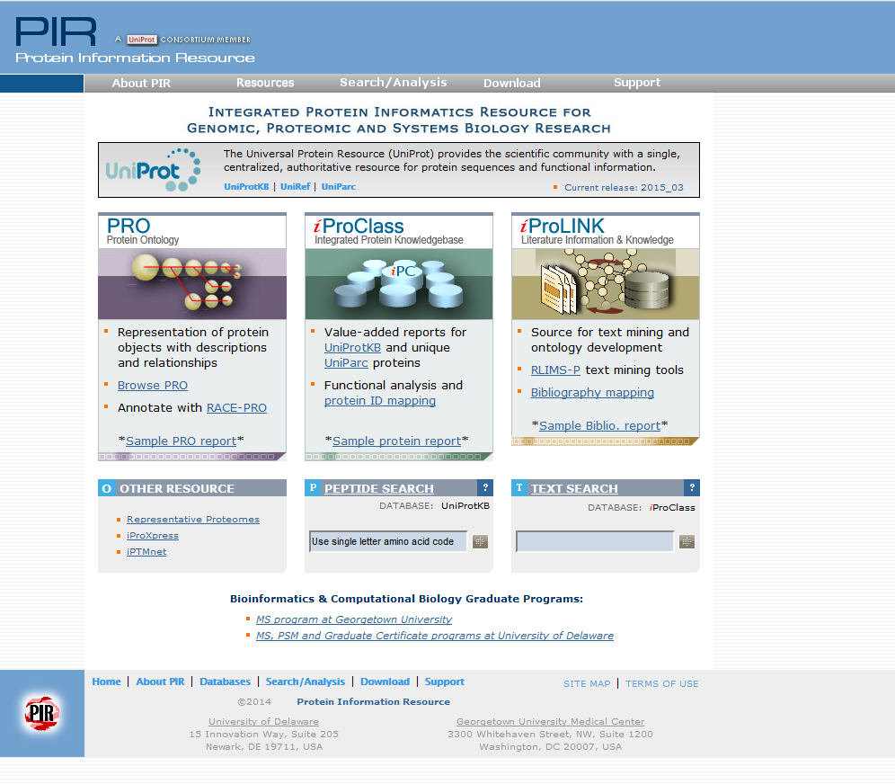Η PIR δημιουργήθηκε το 1984 από το National Biomedical Research Foundation (NBRF) ώστε να παρέχει στους ερευνητές πληροφορίες για τις