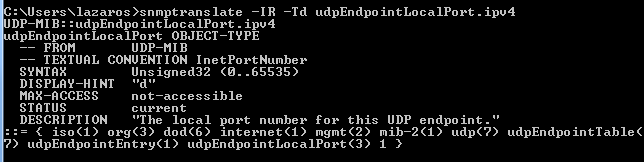 Πλήρης περιγραφή του udpendpointlocalport.ipv4 πίνακας 10.36β Ολόκληρη θέση του udpendpointlocalport.ipv4. πίνακας 10.36γ 10.