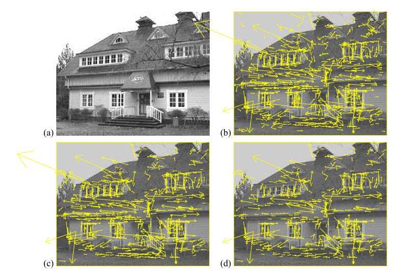 Η παρακάτω εικόνα απεικονίζει τα στάδια επιλογής των σημείων κλειδιών σε μια εικόνα. Συγκεκριμένα στο παράθυρο (a) Φαίνεται η 233x189 pixel πρωτότυπη εικόνα.