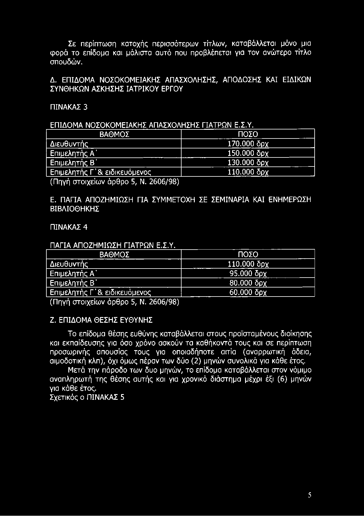 Σε περίπτωση κατοχής περισσότερων τίτλων, καταβάλλεται μόνο μια ψορά το επίδομα και μάλιστα αυτό που προβλέπεται για τον ανώτερο τίτλο σπουδών. Δ.