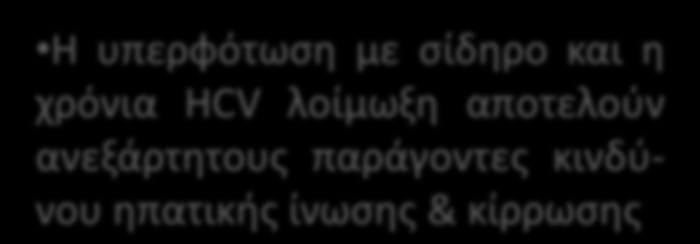 Mεραληζκνί επαηηθήο βιάβεο ζε αζζελείο κε HCV θαη αηκνζθαηξηλνπάζεηεο H υπερφότωςη με ςίδηρο